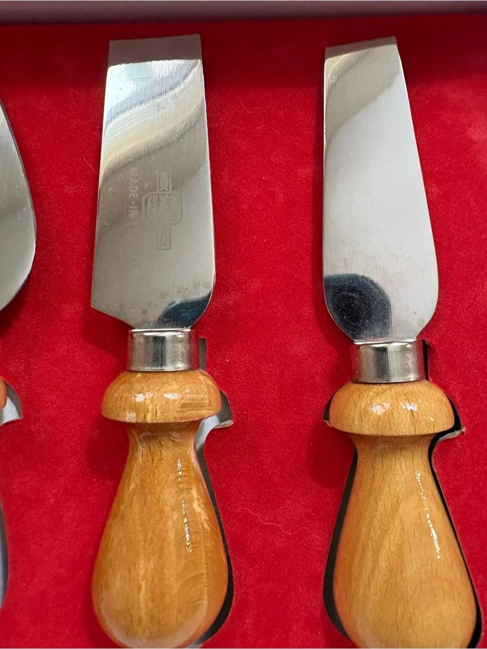 Vntg William Sonoma 5-Piece Cheese Knife/Spreaders Set with Wood Handles -Italy